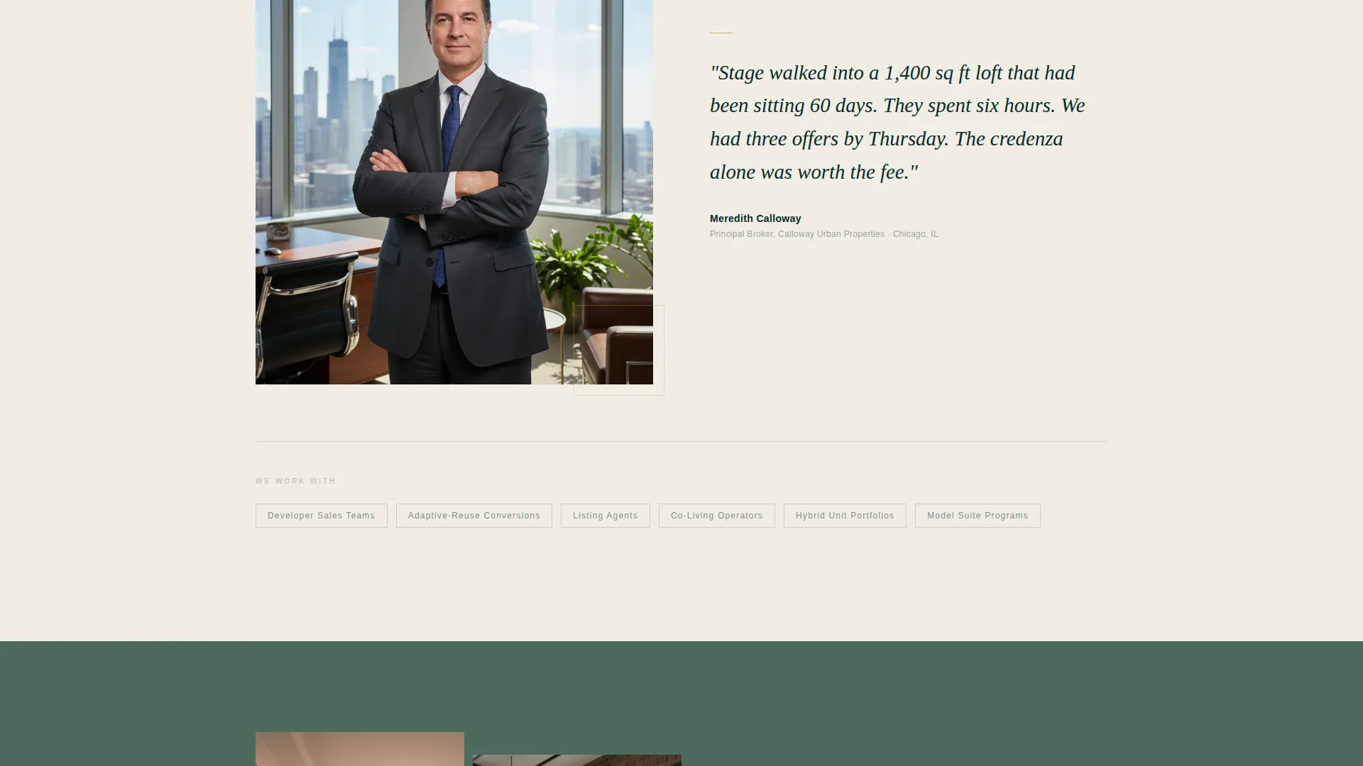 Immersive Live/Work Space Stager Landing Page