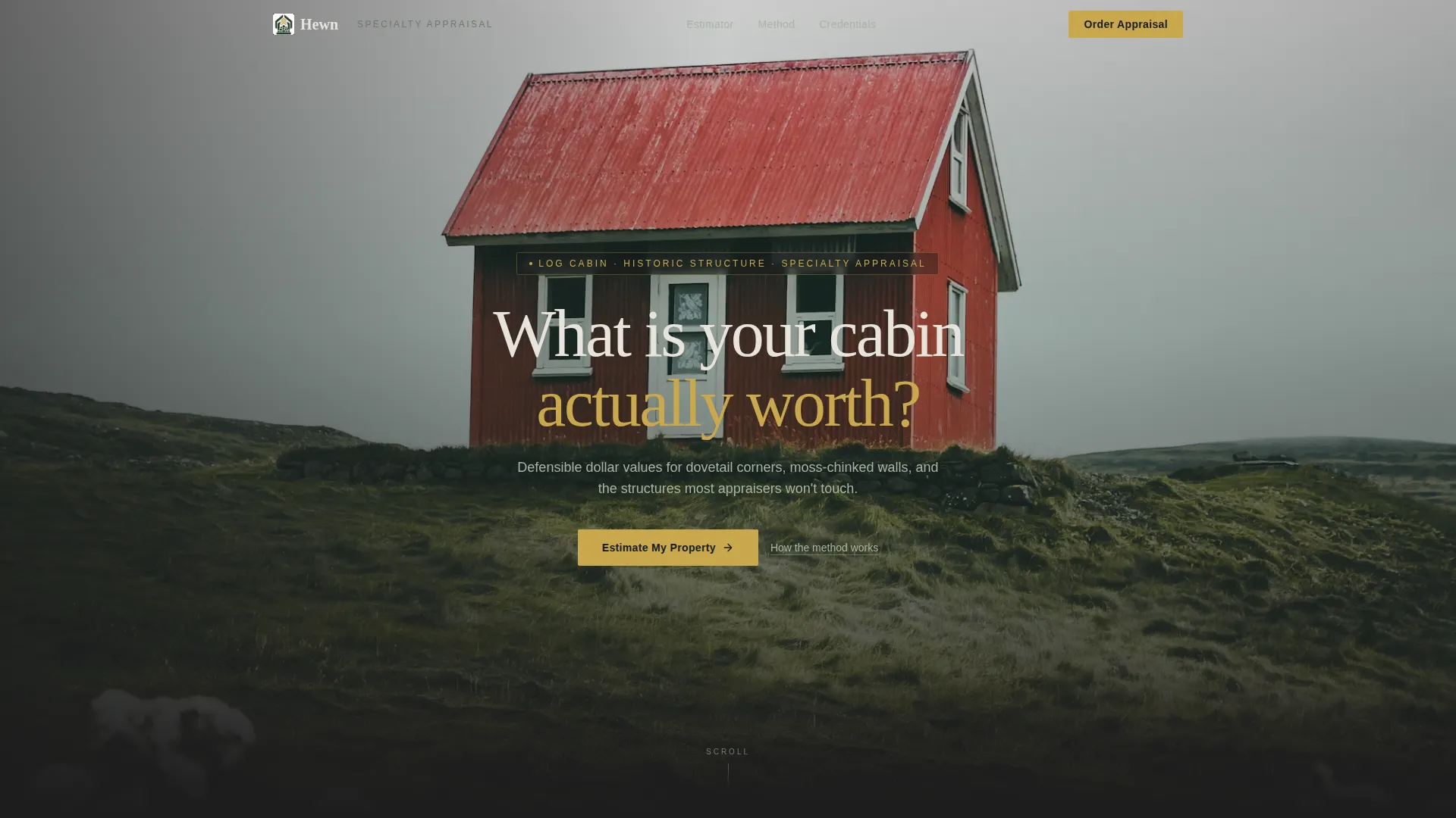 Log Cabin Appraiser Landing Page Template