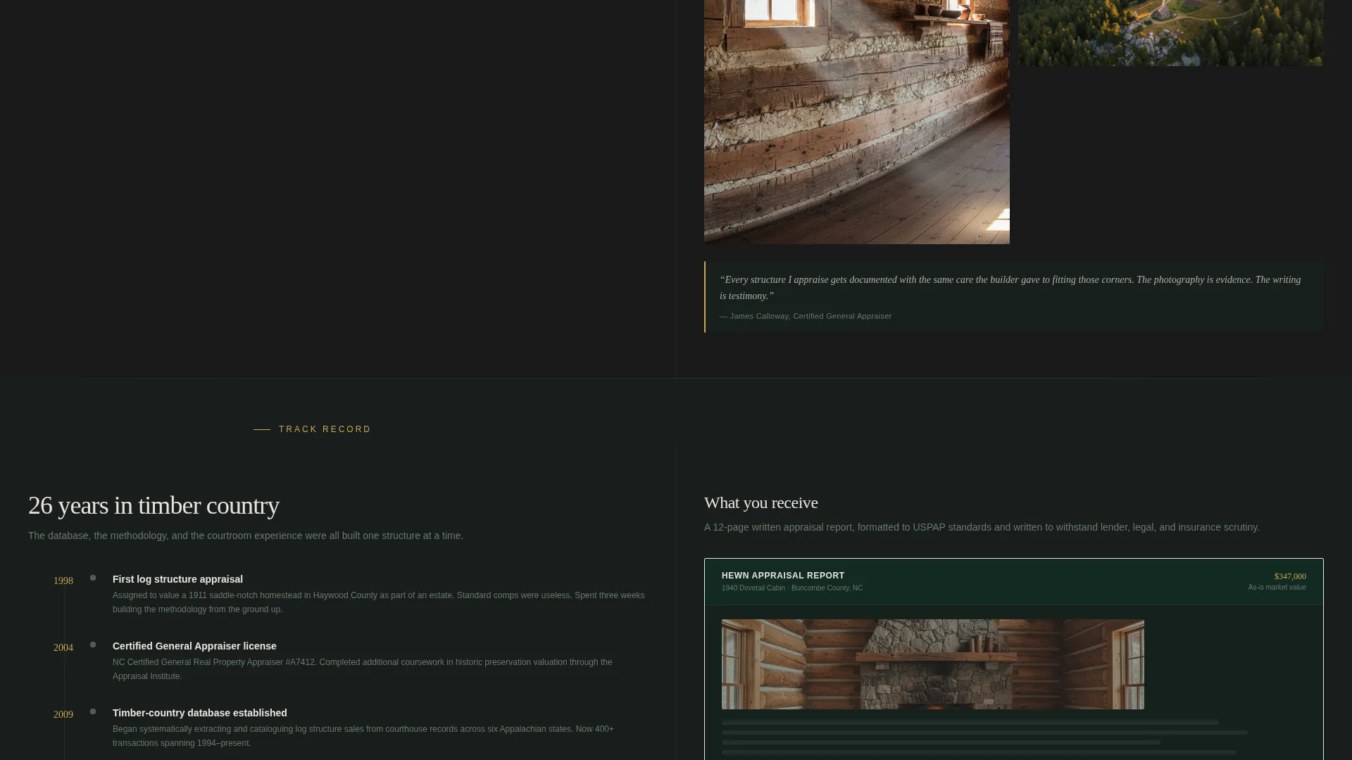 Log Cabin Appraiser Landing Page Template