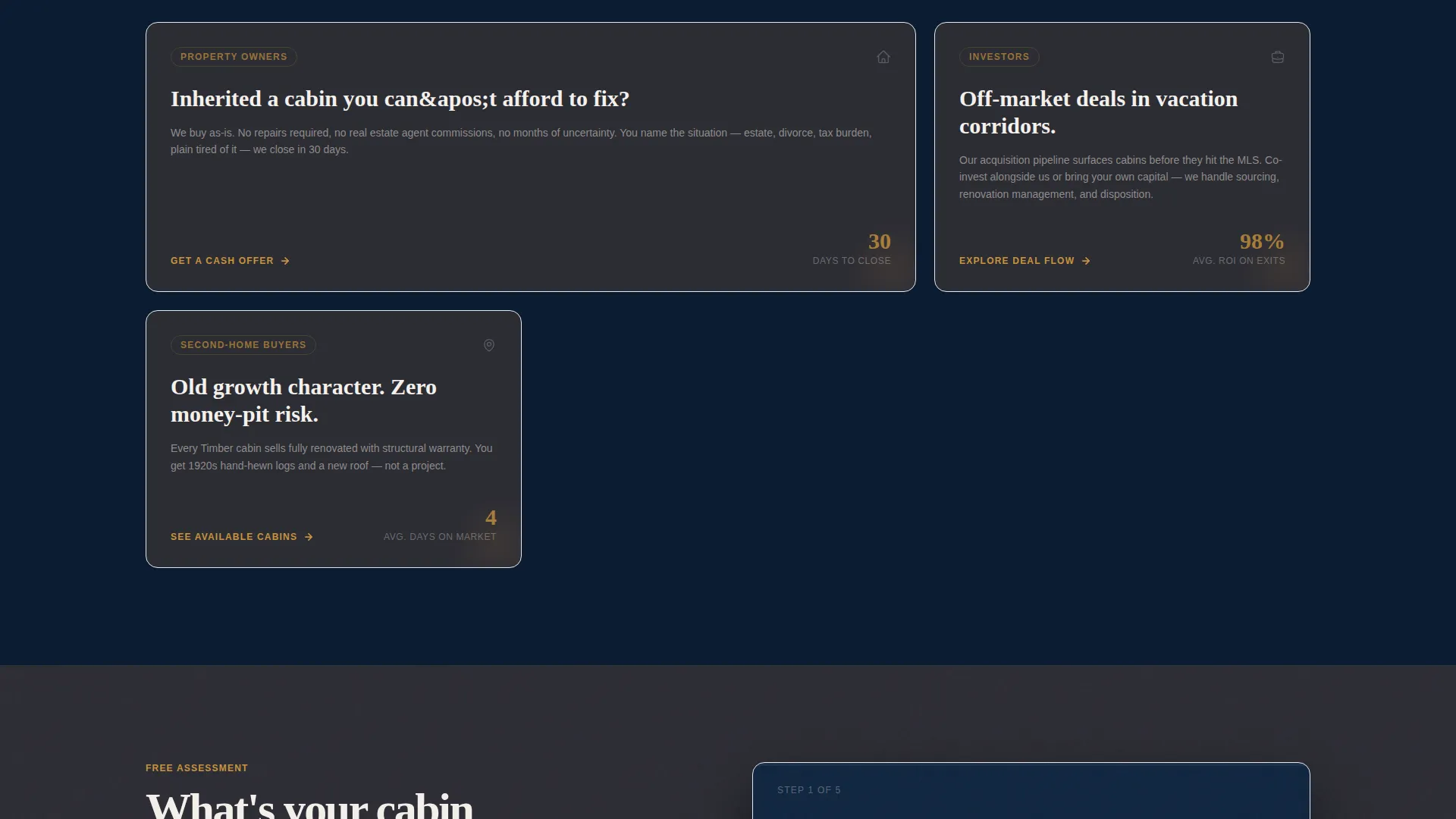 Log Cabin Flipper Landing Page Template