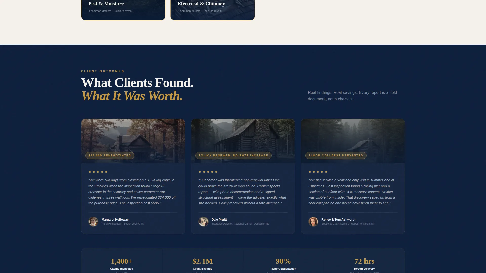 Log Cabin Inspection Landing Page Template