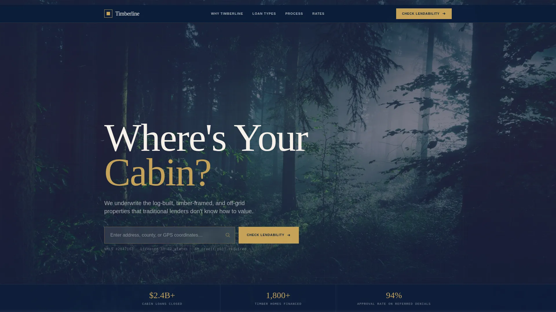 Log Cabin Mortgage Landing Page Template