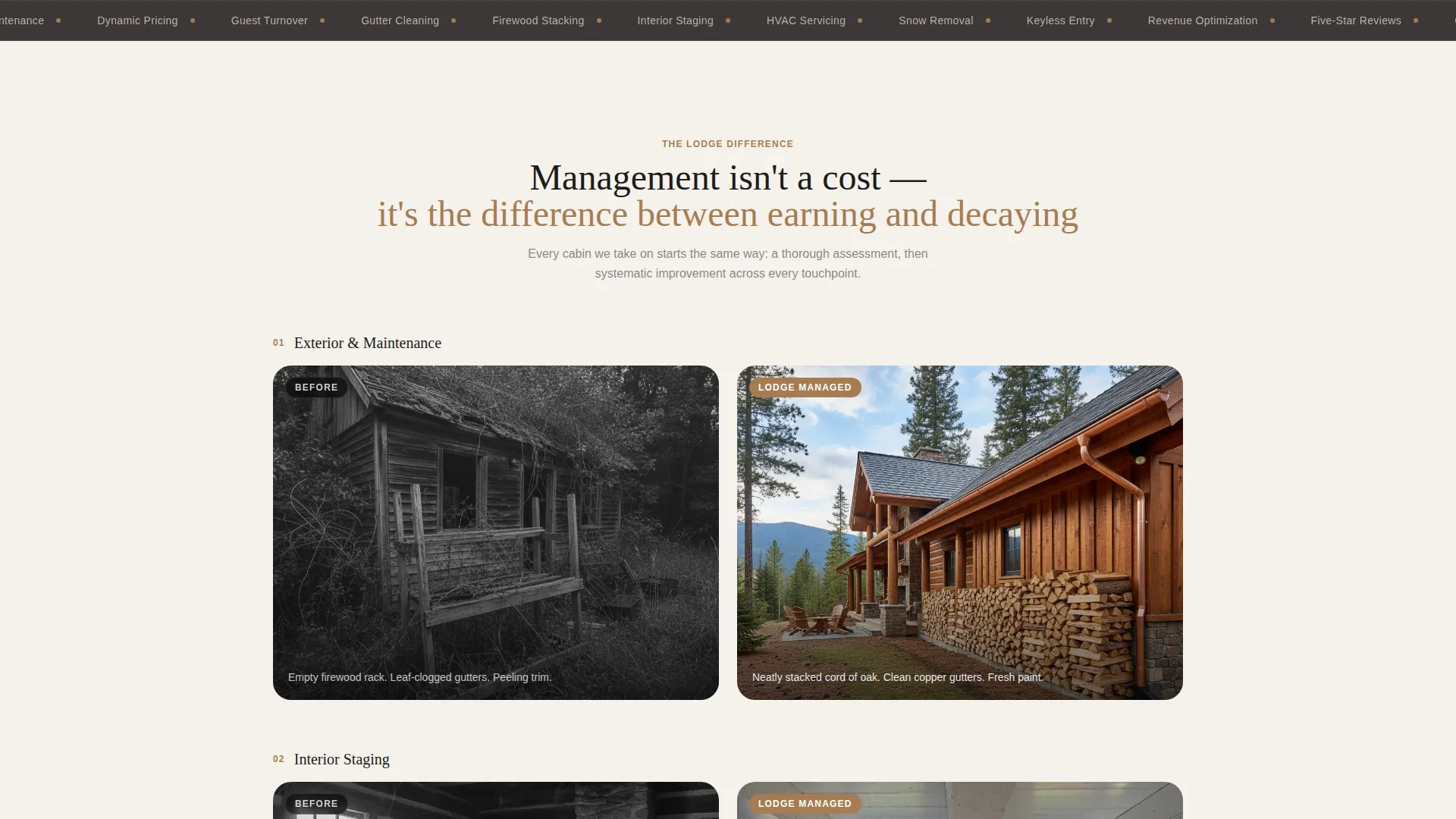 Log Cabin Property Management Landing Page Template