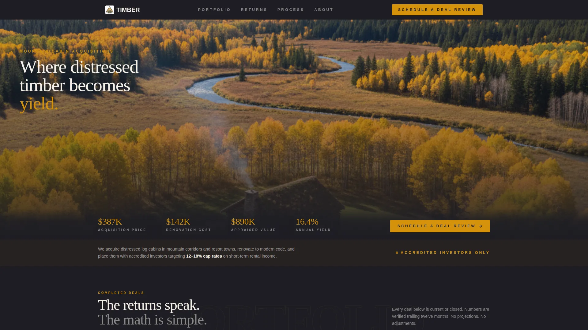 Log Cabin Real Estate Investor Landing Page
