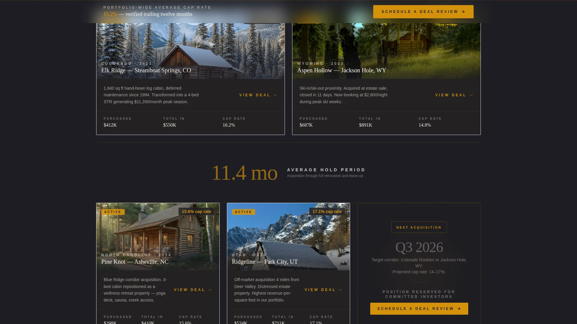 Log Cabin Real Estate Investor Landing Page