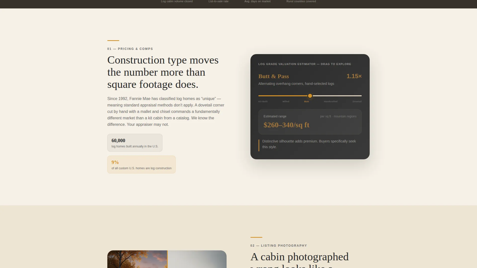 Log Cabin Specialist Agent Landing Page Template