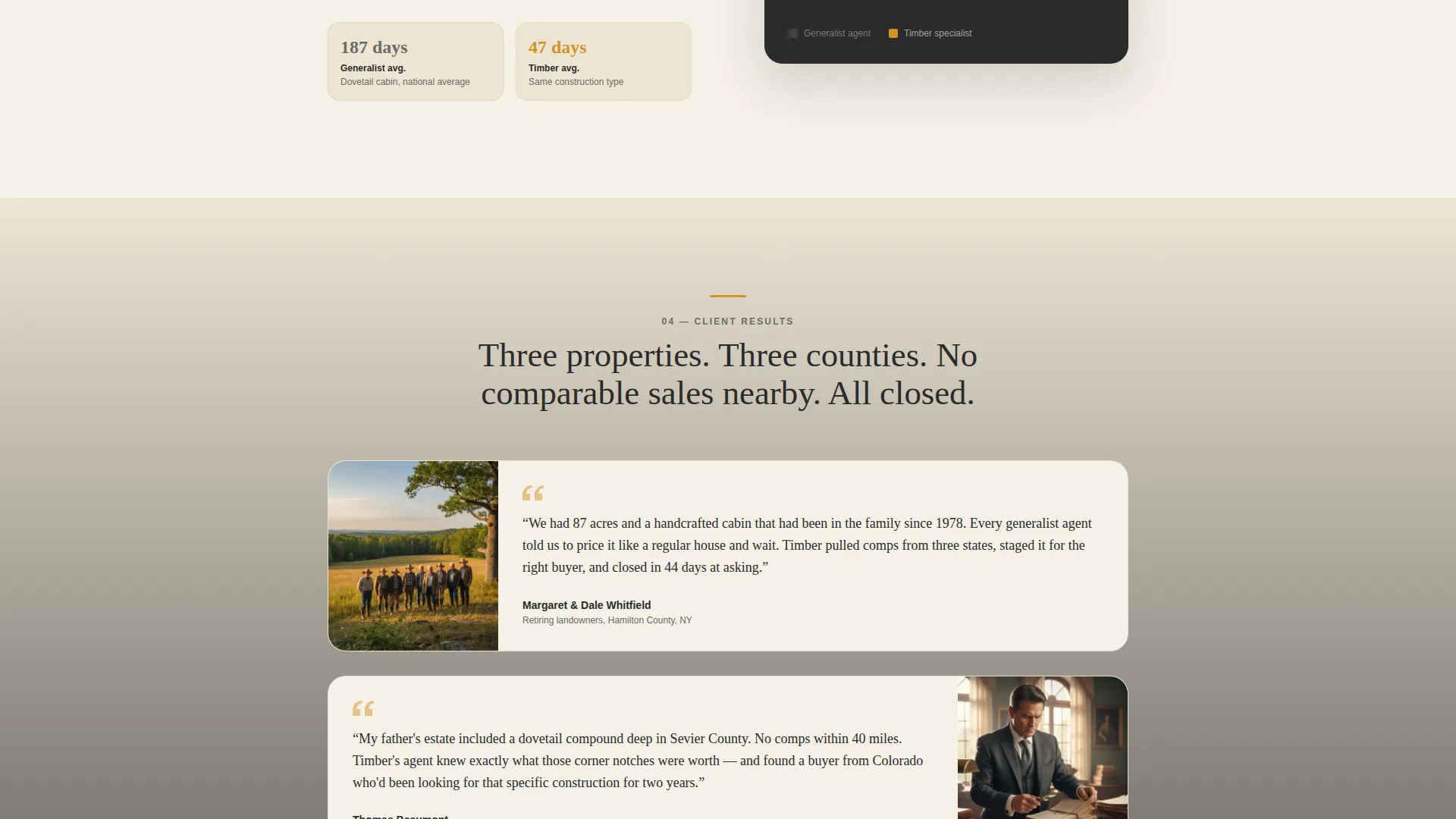Log Cabin Specialist Agent Landing Page Template