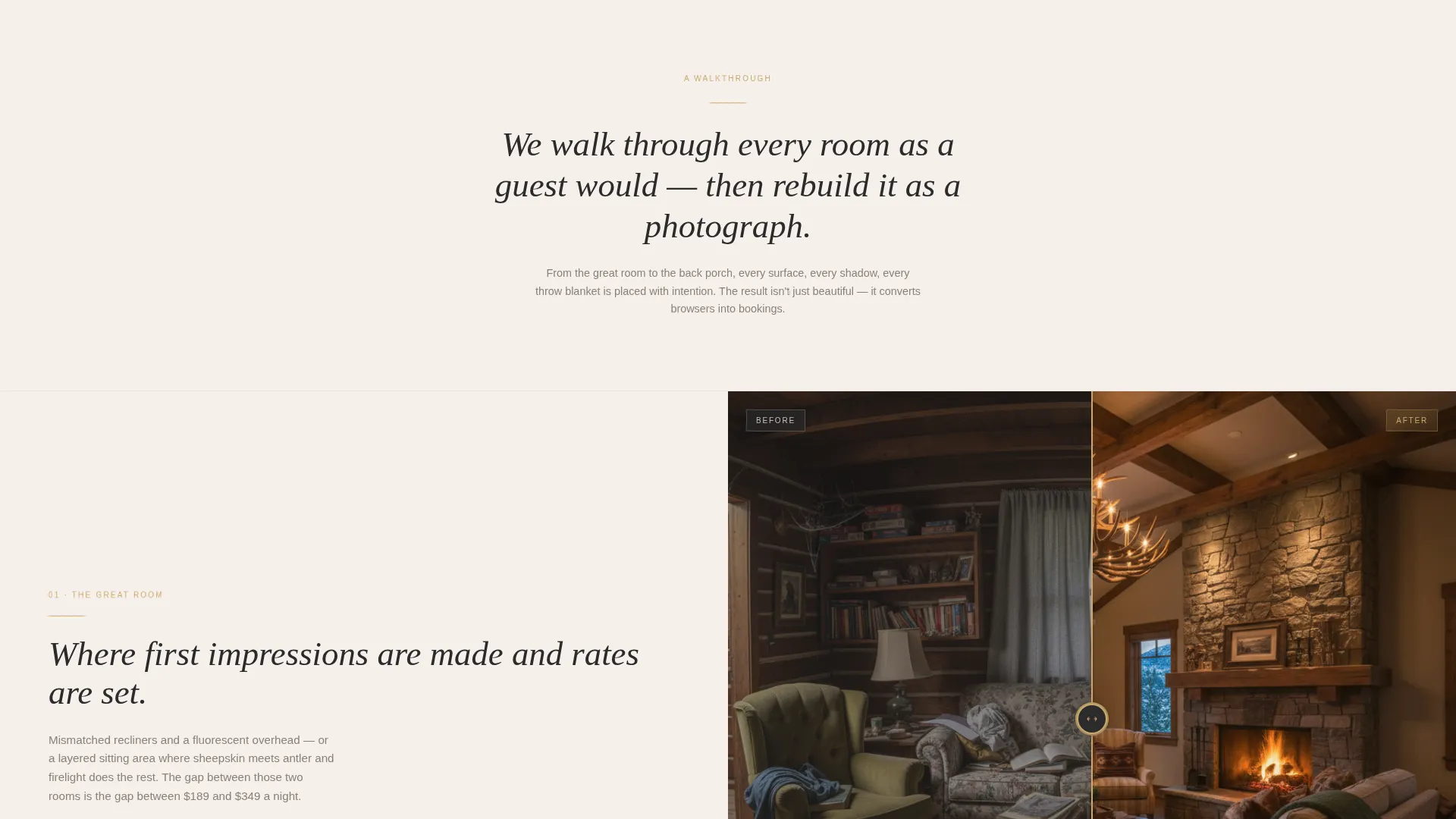 Log Cabin Staging Studio Landing Page Template
