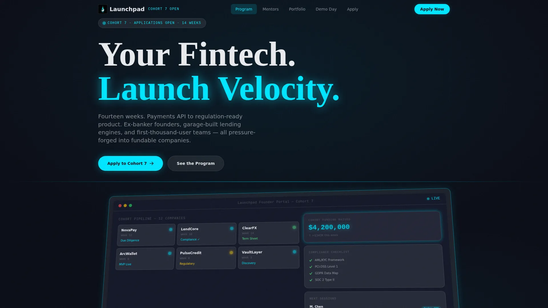 FinTech Startup Accelerator 14-Week Program Website Template