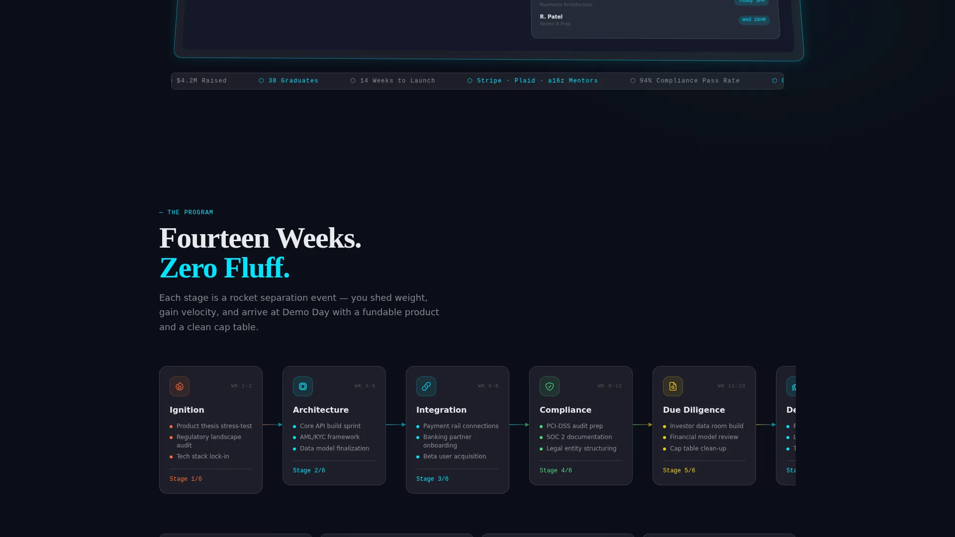 FinTech Startup Accelerator 14-Week Program Website Template