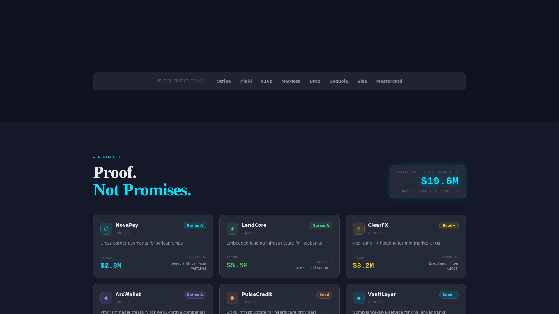 FinTech Startup Accelerator 14-Week Program Website Template