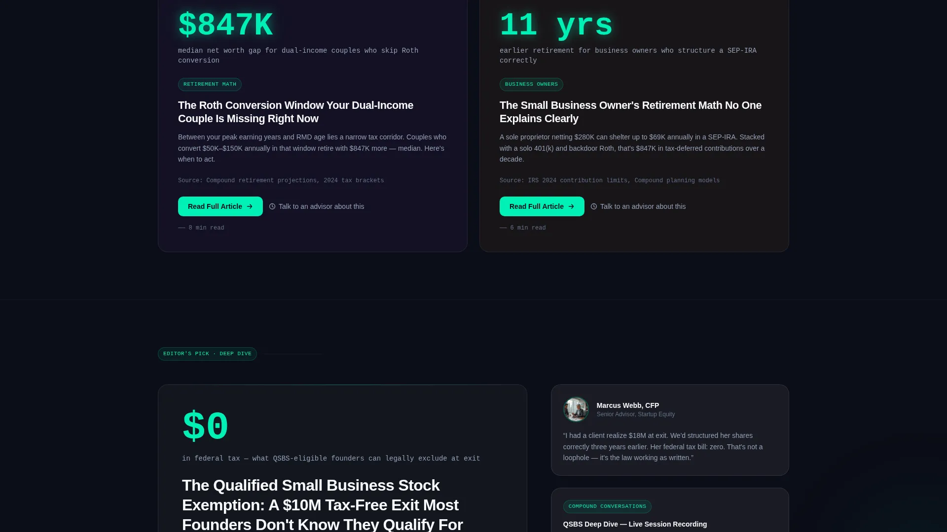 Financial Advisor Blog & Content Platform Website Template