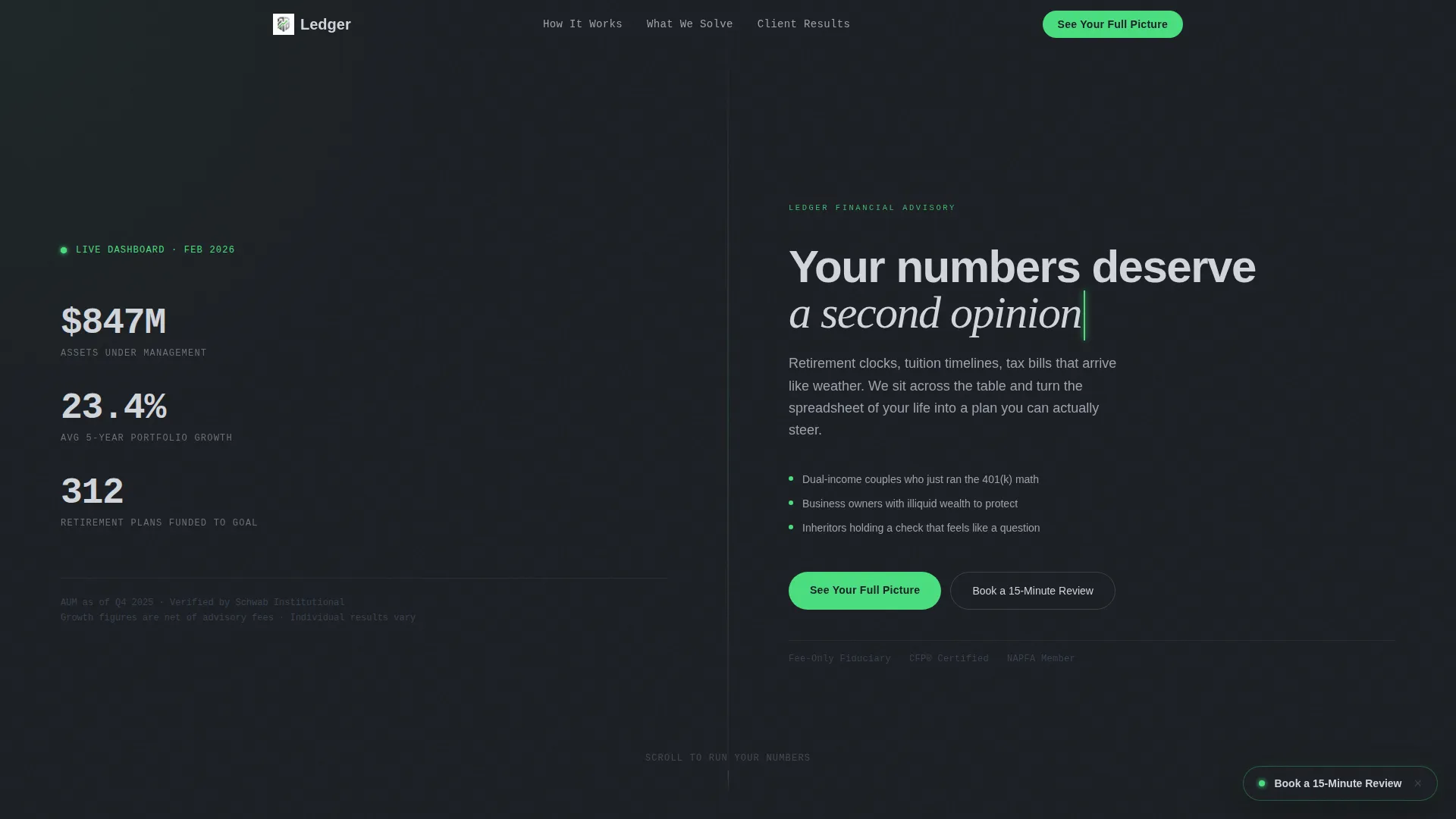 Fee-Only Financial Advisor Website Template with Retirement Tools