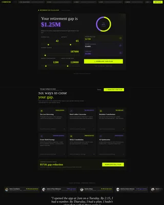 Financial Advisor Retirement Gap Calculator Website Template