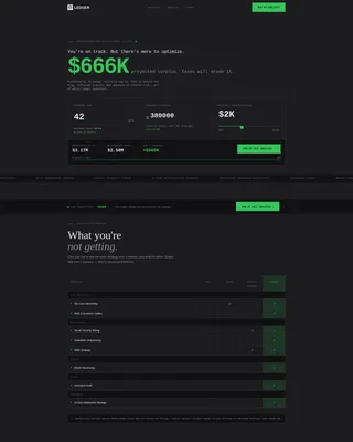 Financial Advisor Retirement Gap Feature Matrix Website Template