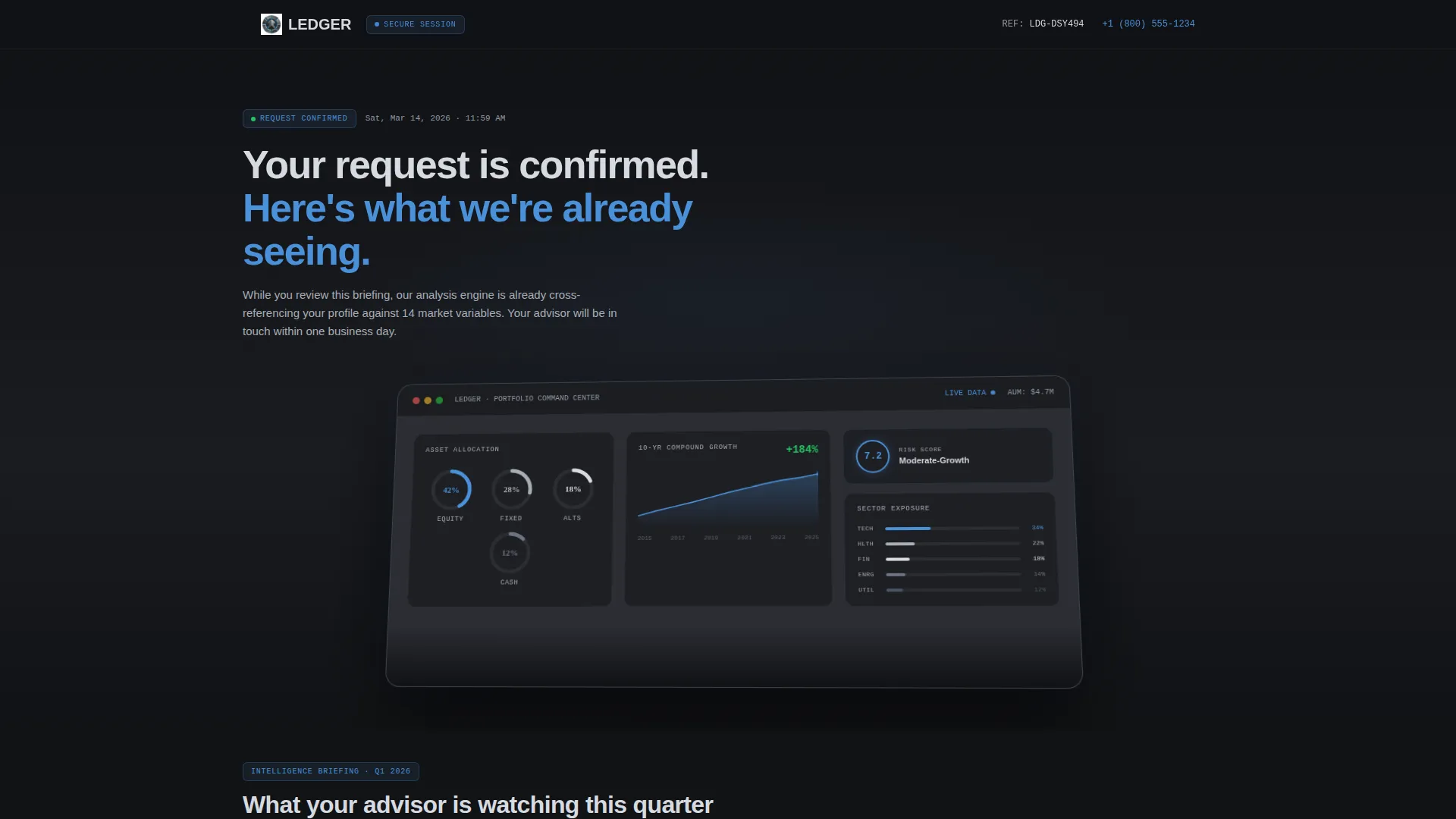 Financial Advisor Post-Signup Briefing Website Template