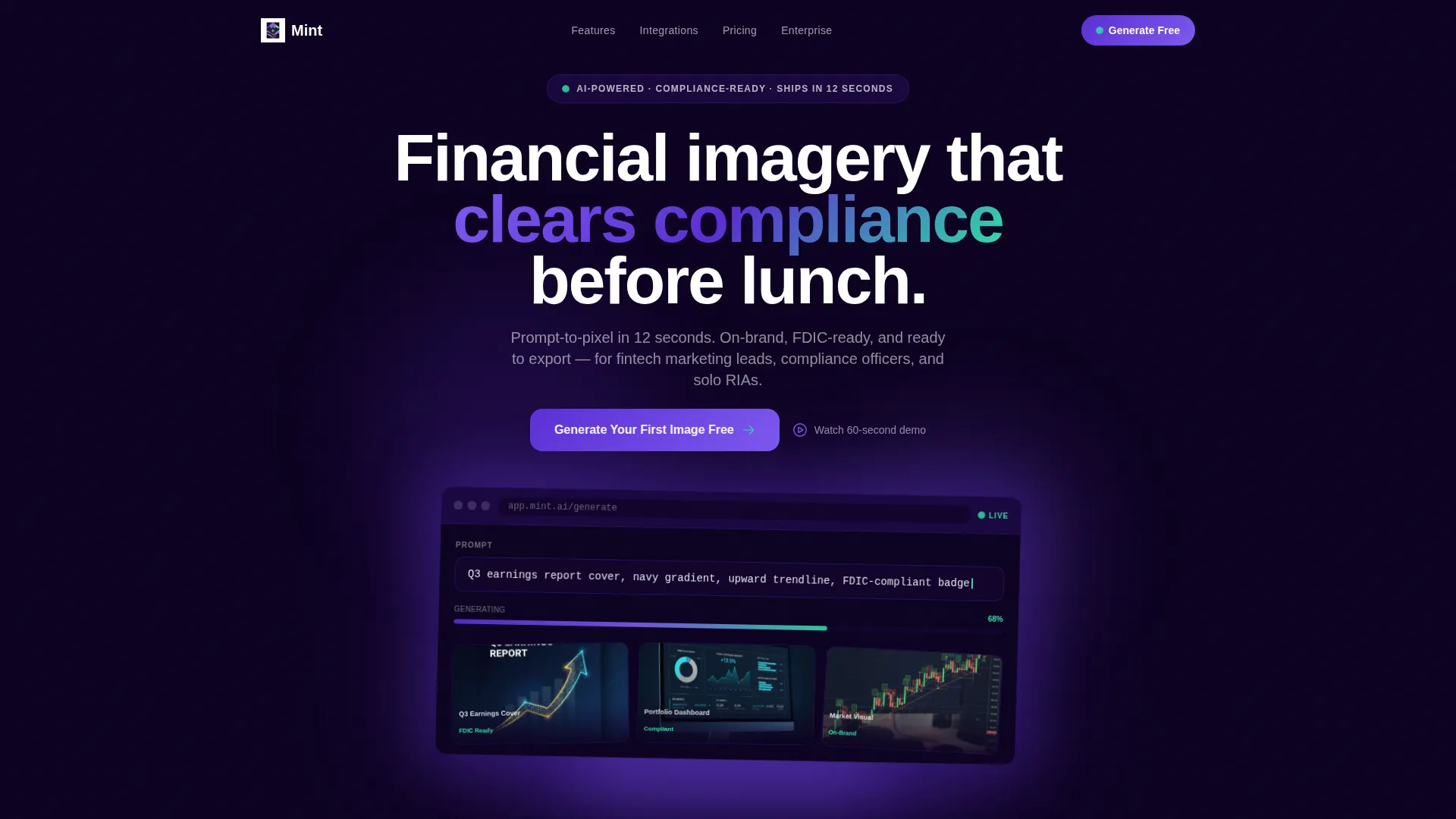 Fintech AI Image Generator Landing Page Template