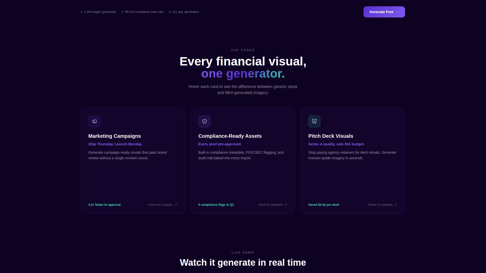 Fintech AI Image Generator Landing Page Template