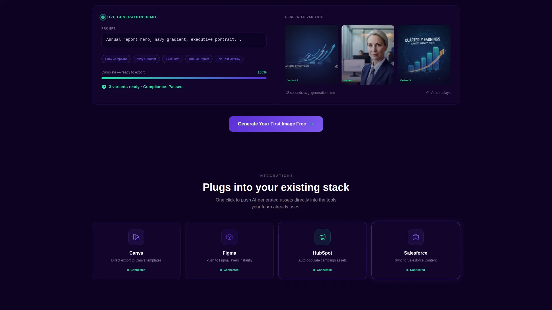 Fintech AI Image Generator Landing Page Template