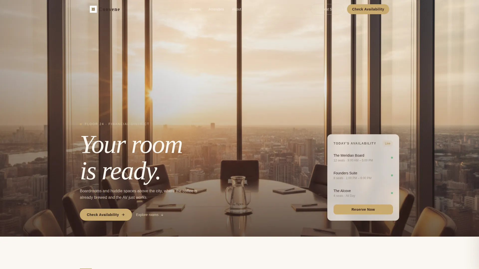 Executive Meeting Room Rental Landing Page Template