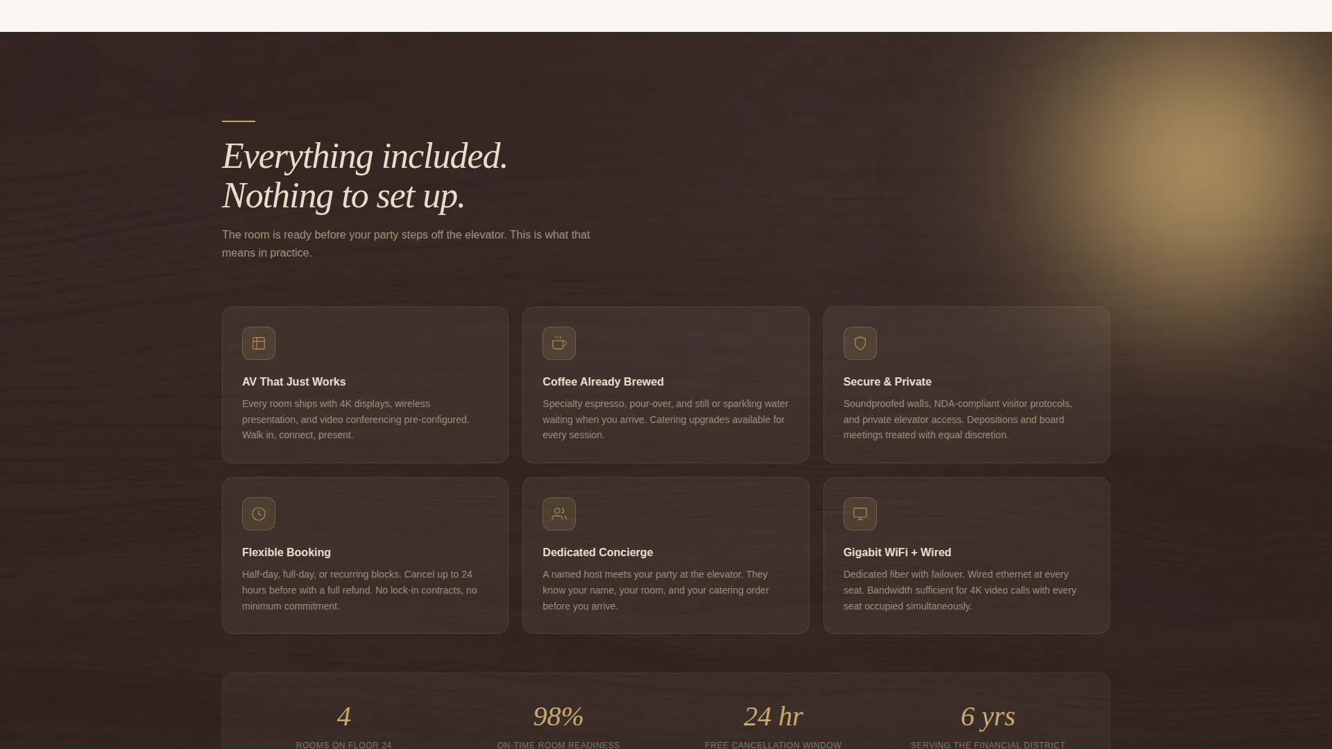Executive Meeting Room Rental Landing Page Template