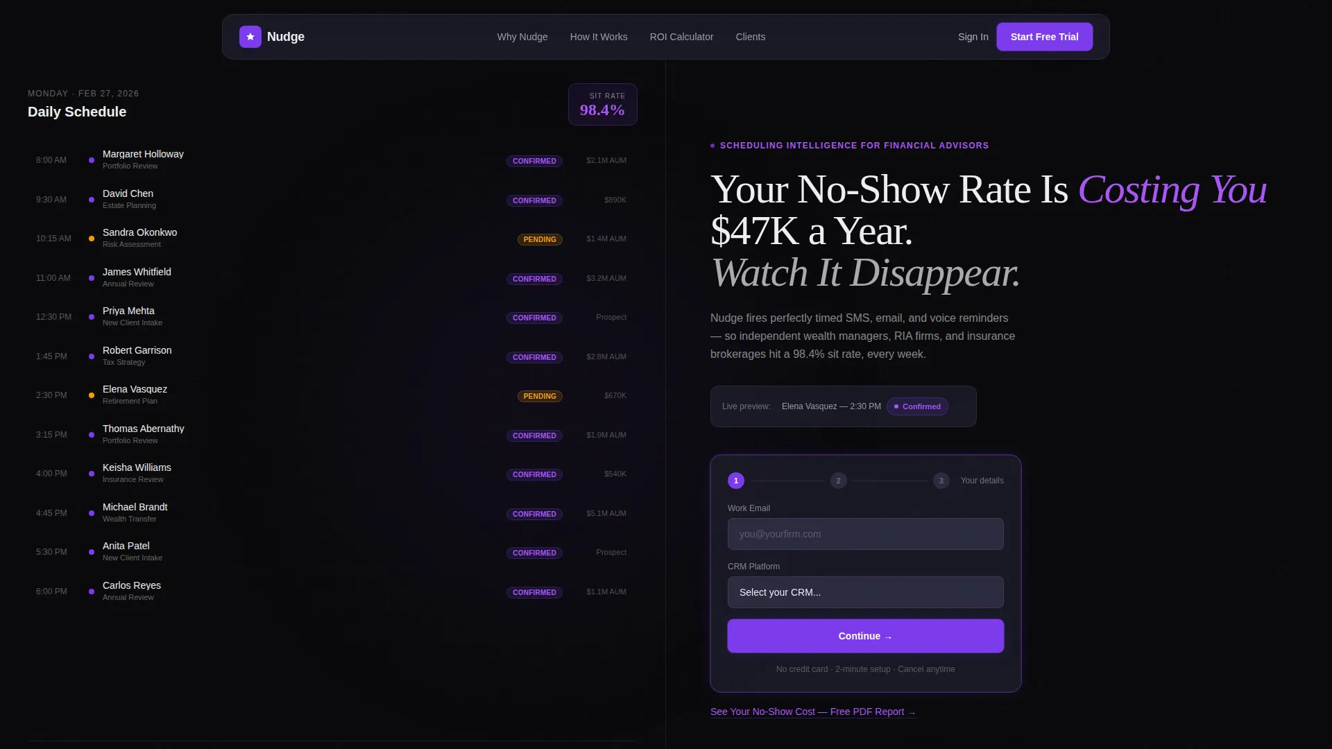 Financial Services Appointment Reminder Landing Page
