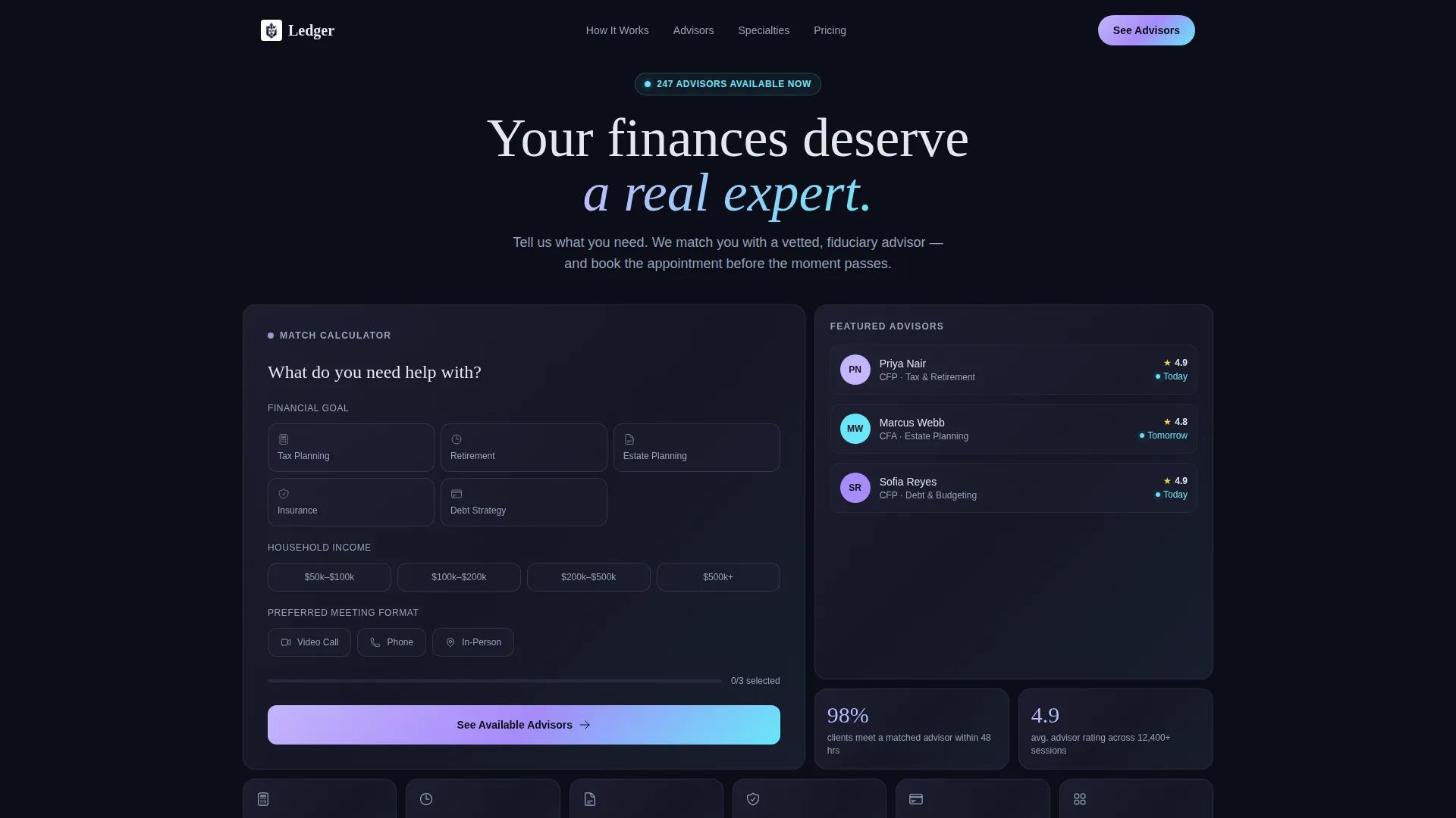 Financial Advisor Booking Landing Page Template
