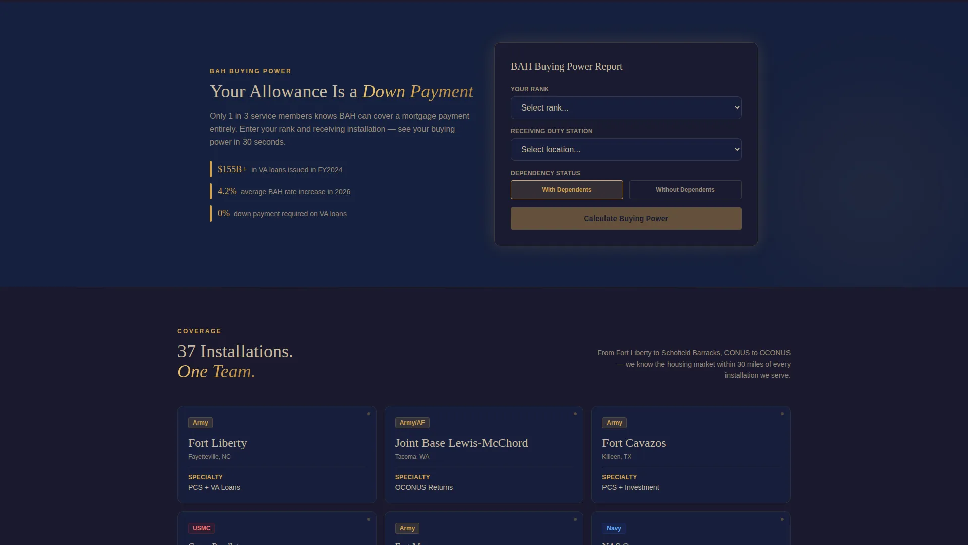 Military Relocation Real Estate Landing Page Template