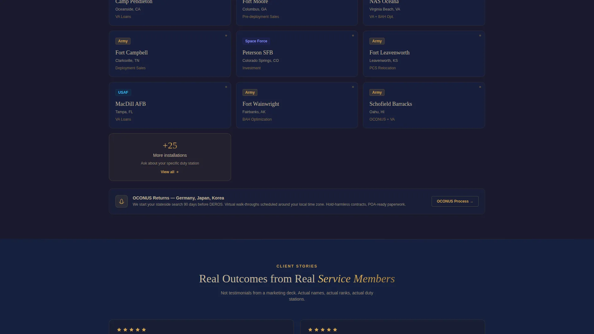 Military Relocation Real Estate Landing Page Template
