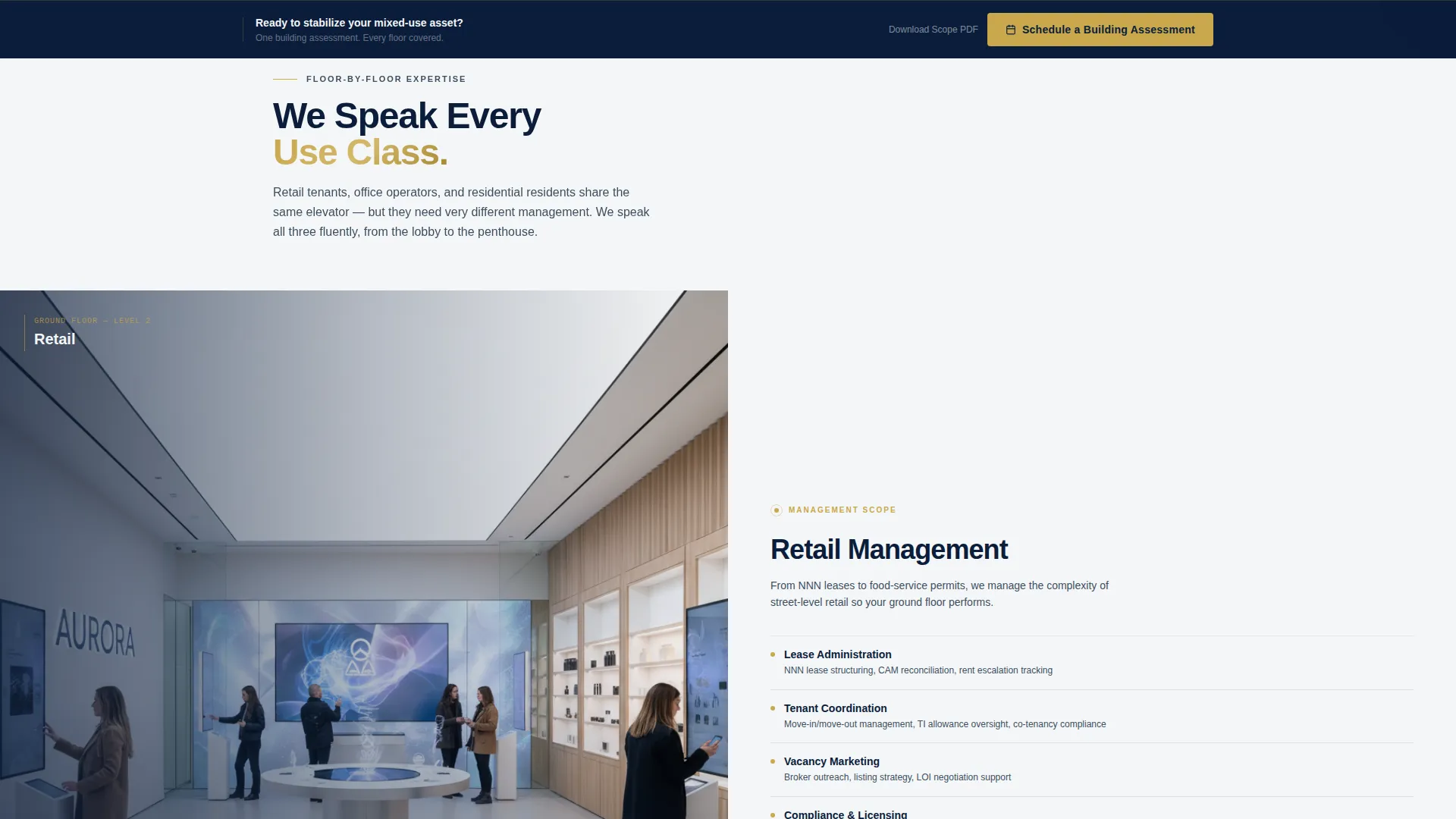 Mixed-Use Building Property Manager Landing Page