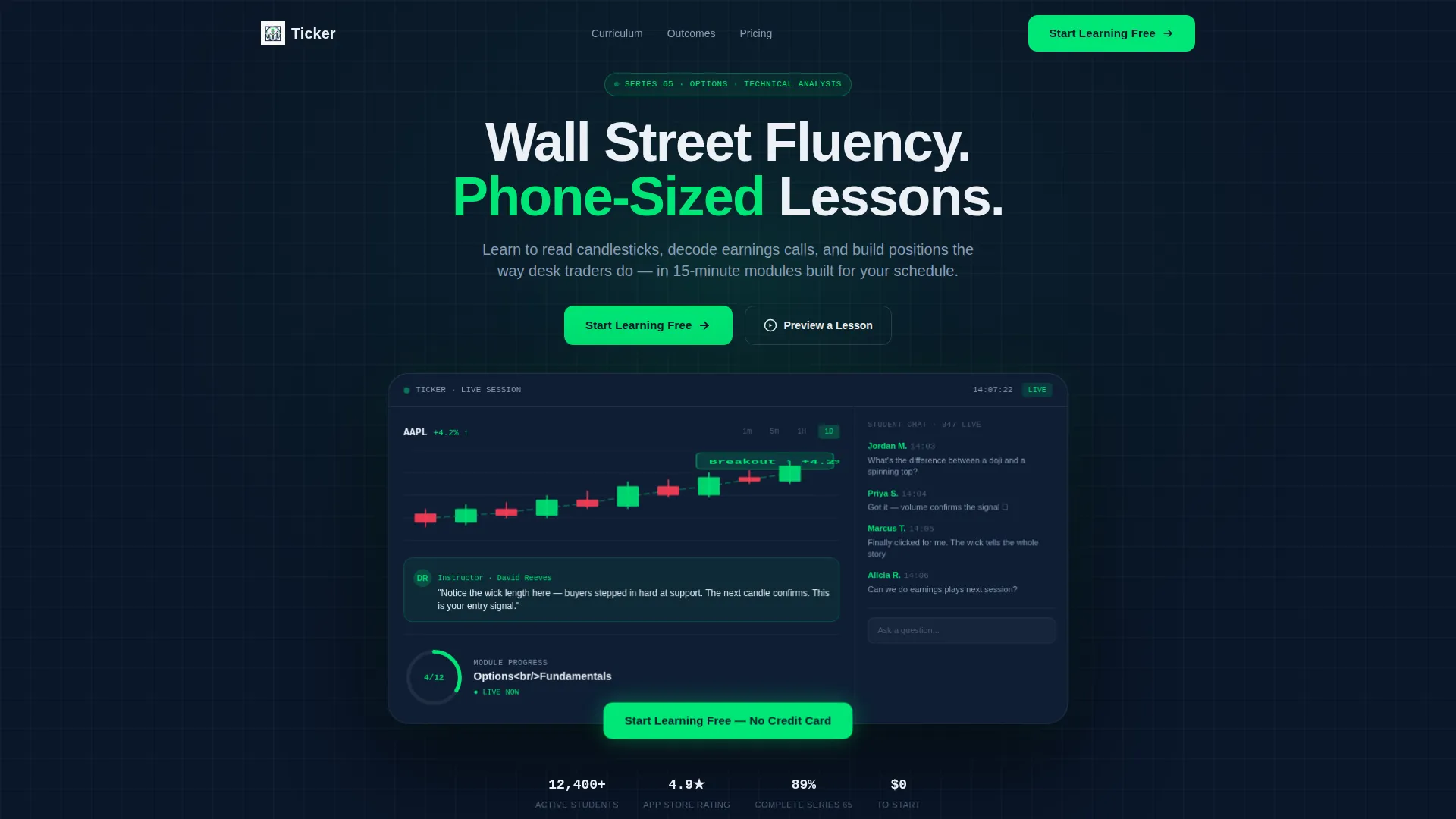 Bento Grid Landing Page for Trading Course Platforms