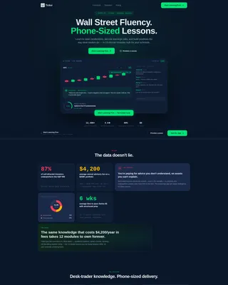 Bento Grid Landing Page for Trading Course Platforms
