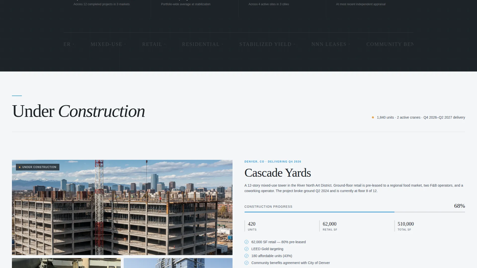 Mixed-Use Developer Gallery & Detail Landing Page