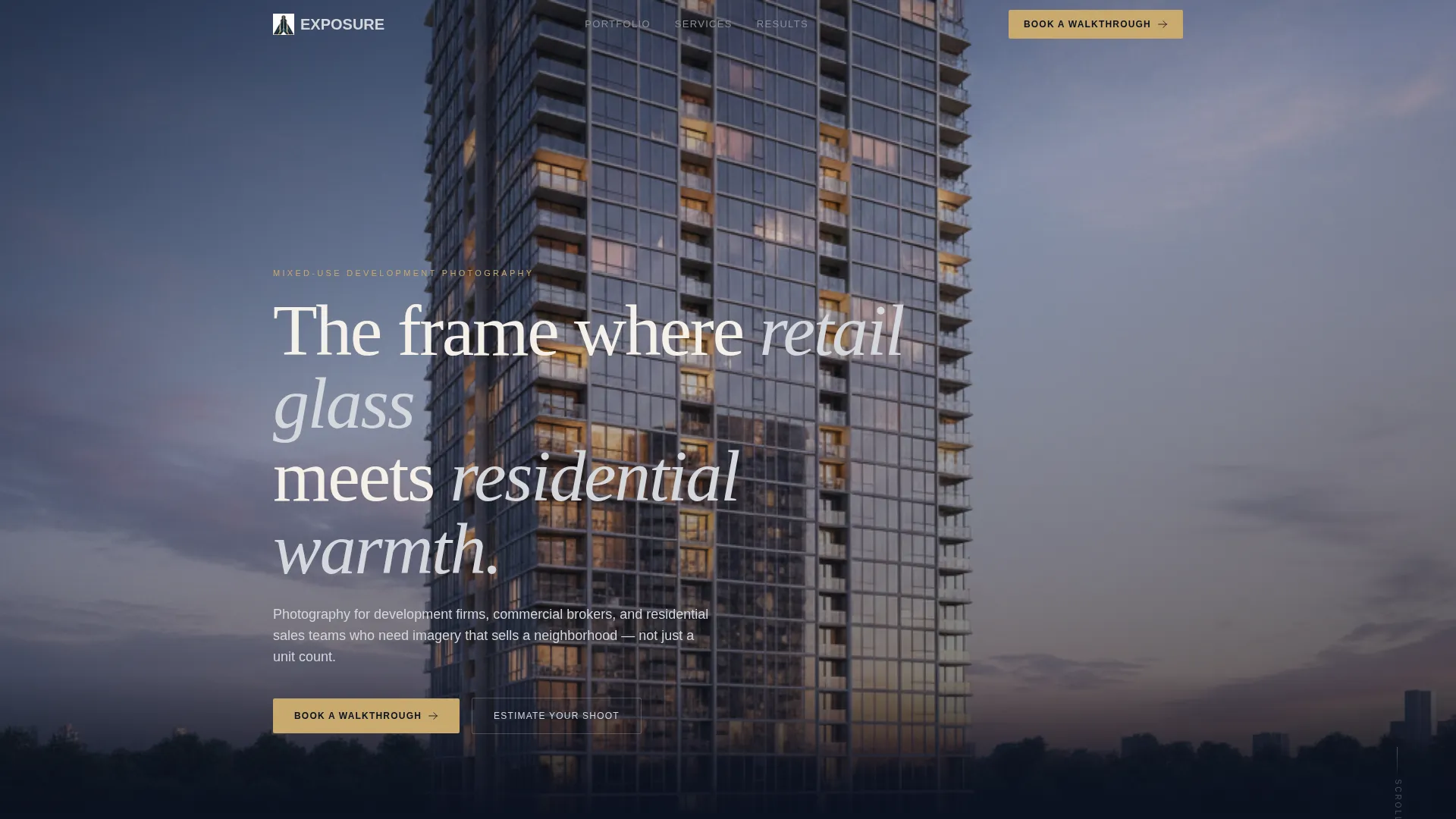 Mixed-Use Development Photography Landing Page