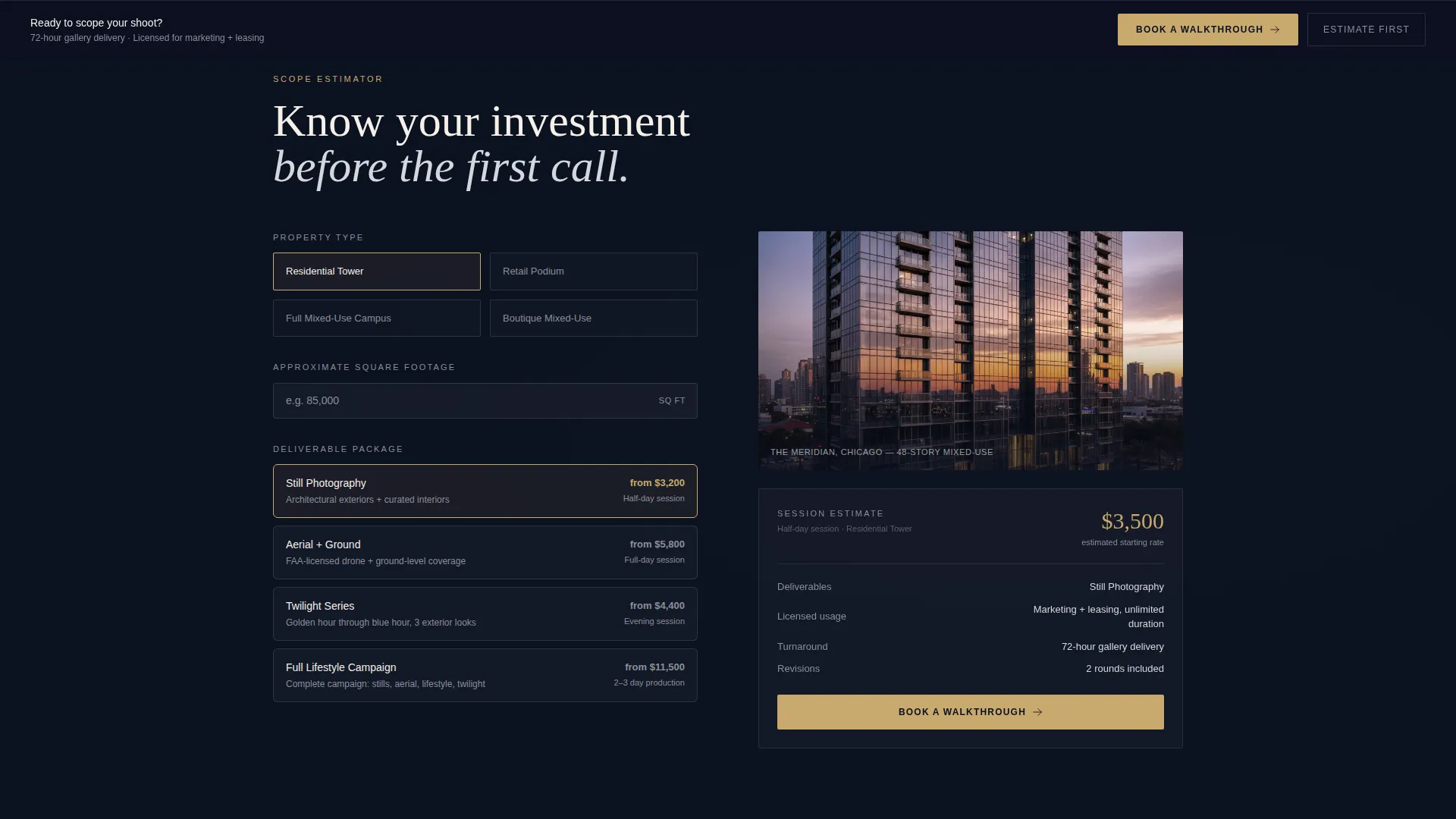 Mixed-Use Development Photography Landing Page