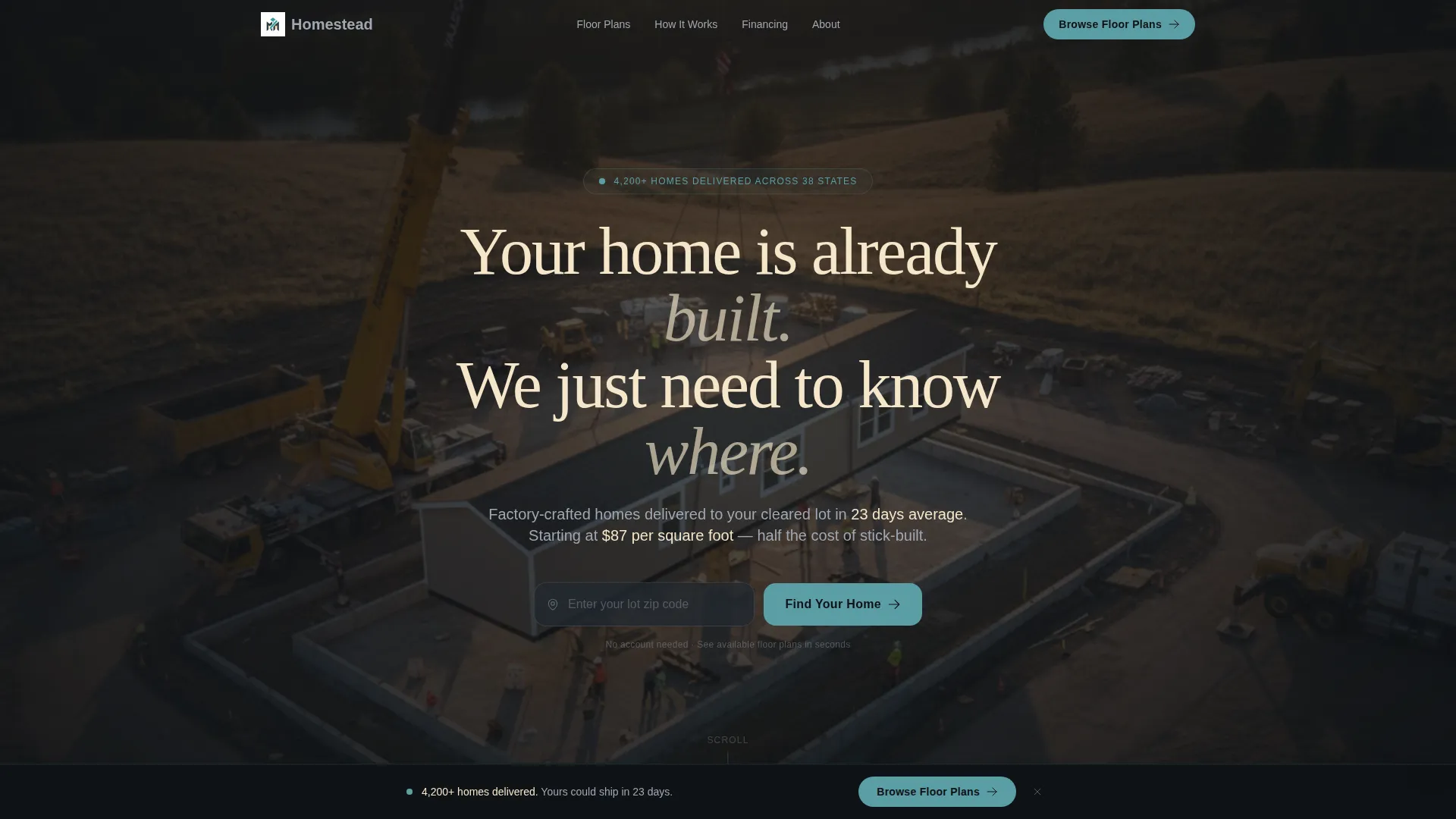 Manufactured Home Developer Landing Page Template