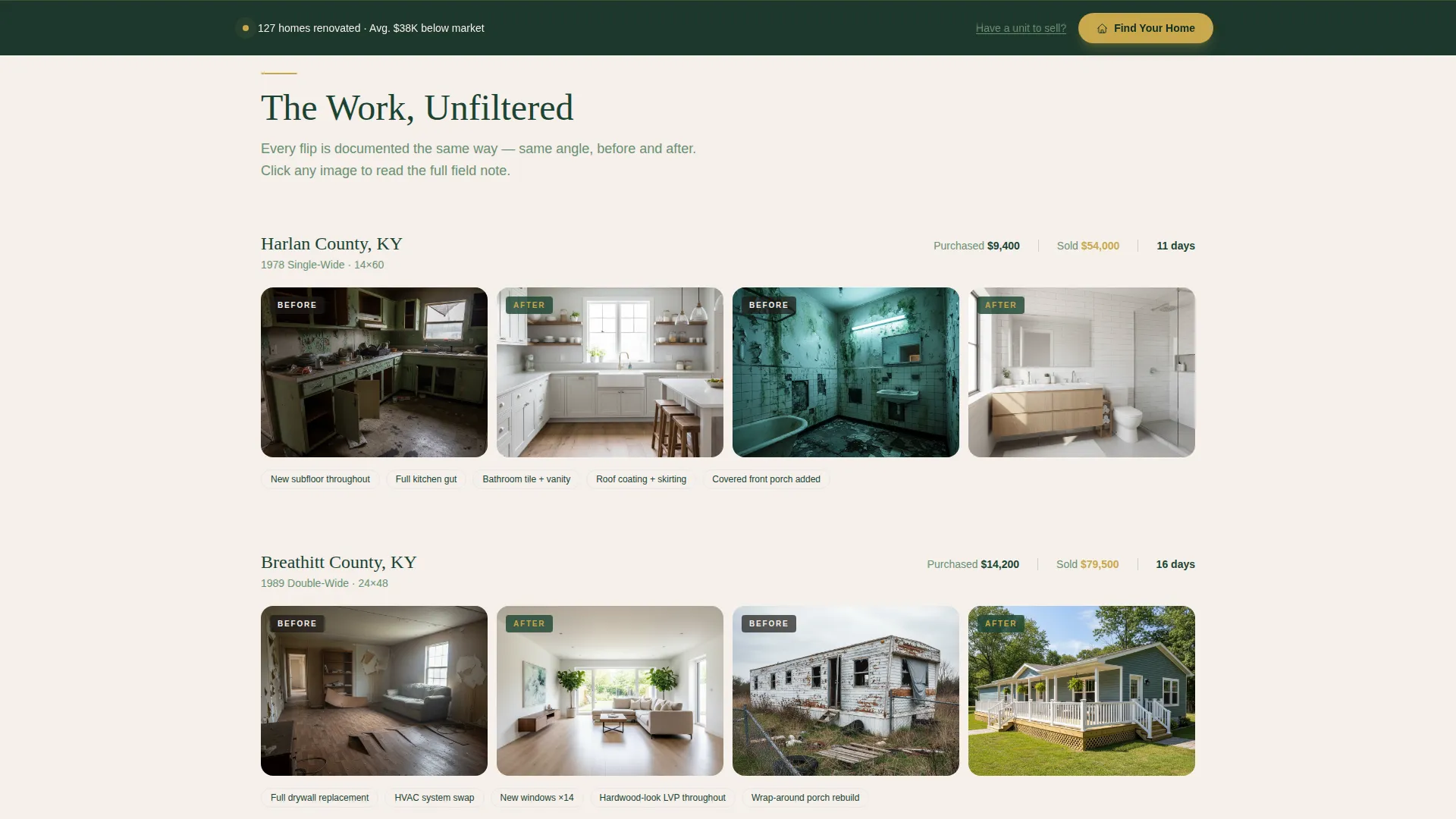 Manufactured Home Renovation Landing Page Template