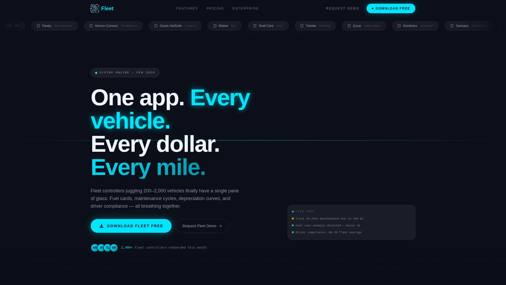Fleet Operations Landing Page Template