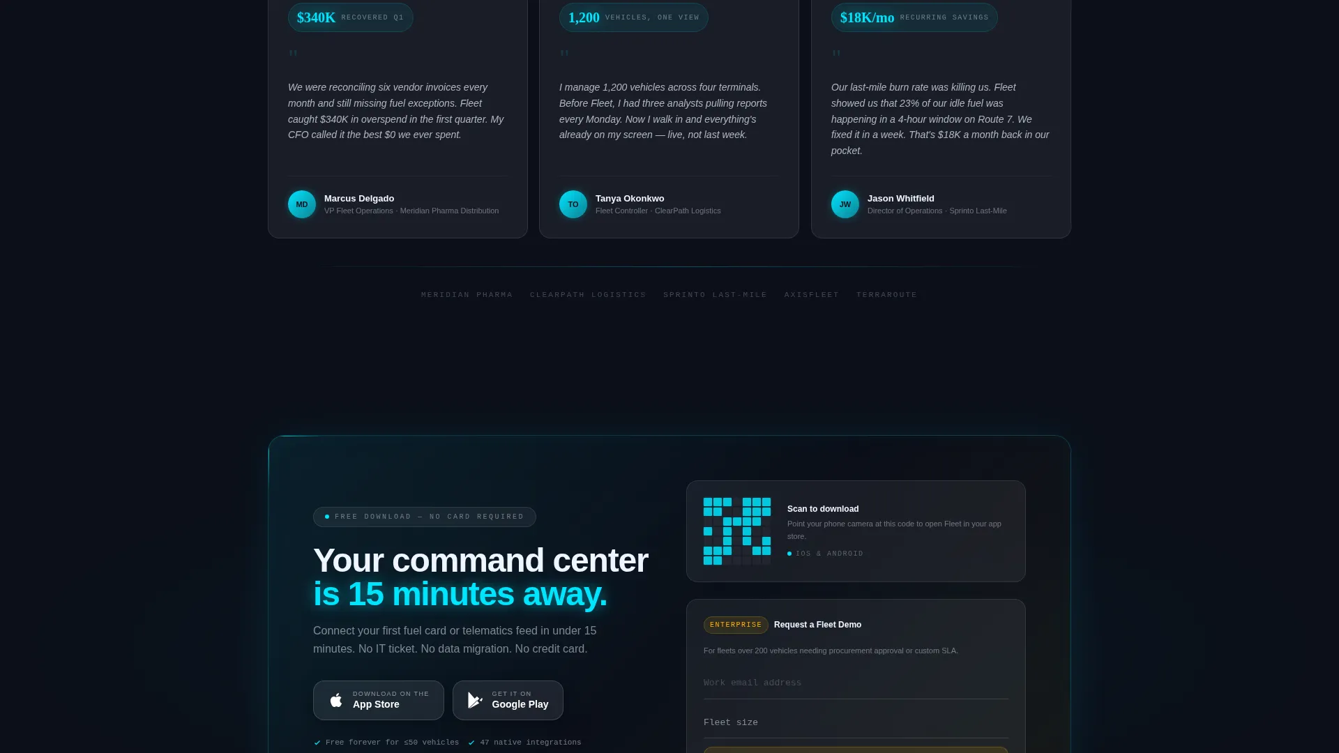Fleet Operations Landing Page Template