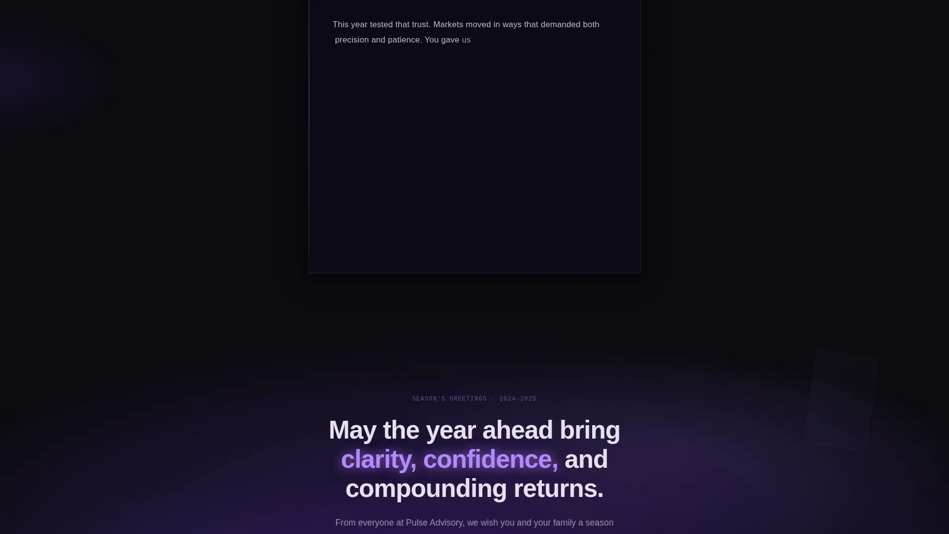 Financial Services Holiday Greeting Landing Page