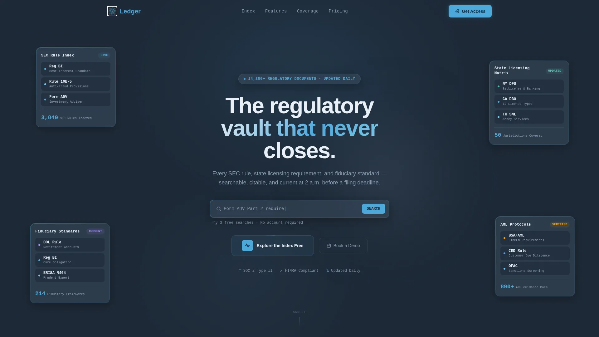 Financial Compliance Knowledge Base Landing Page