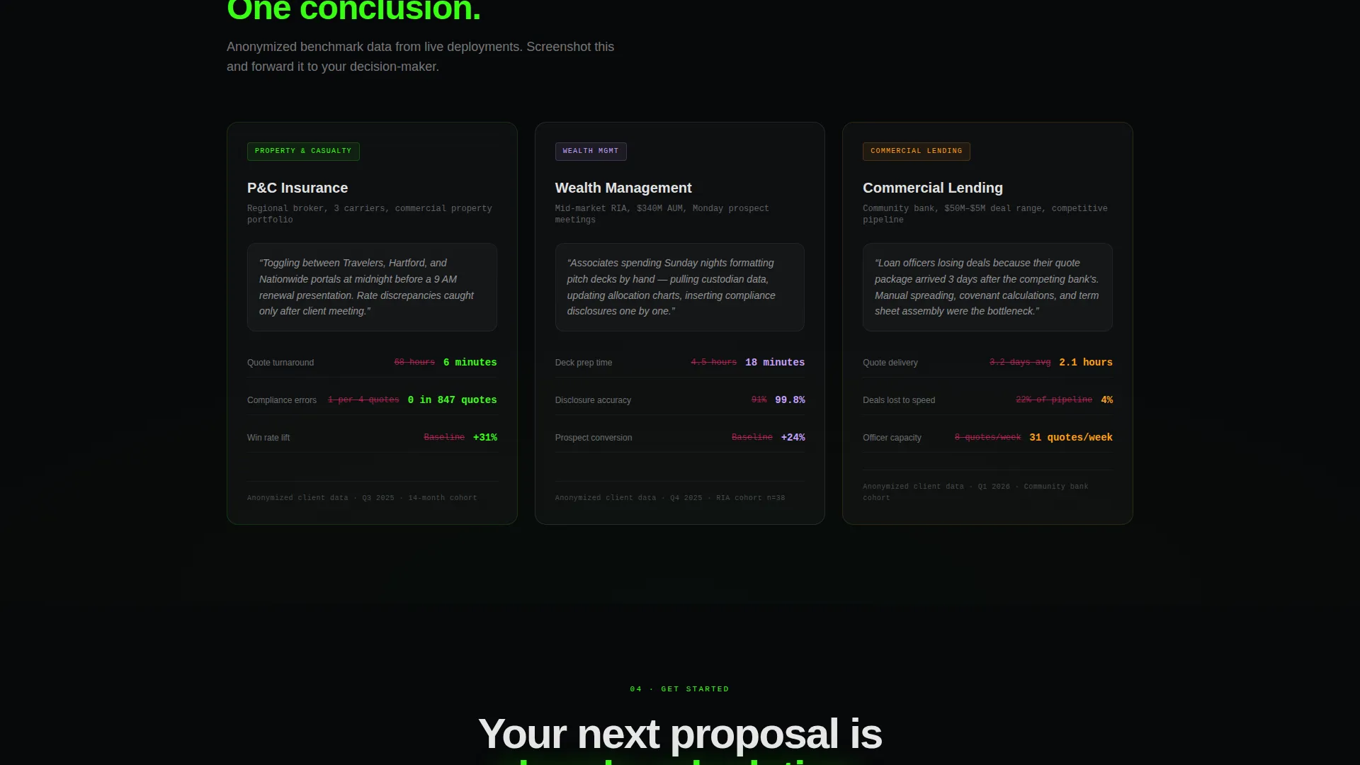 Financial Services Proposal & Quote Landing Page