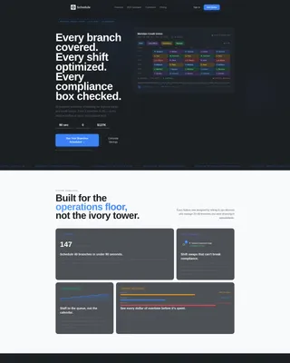 Financial Services Staff Scheduling Landing Page