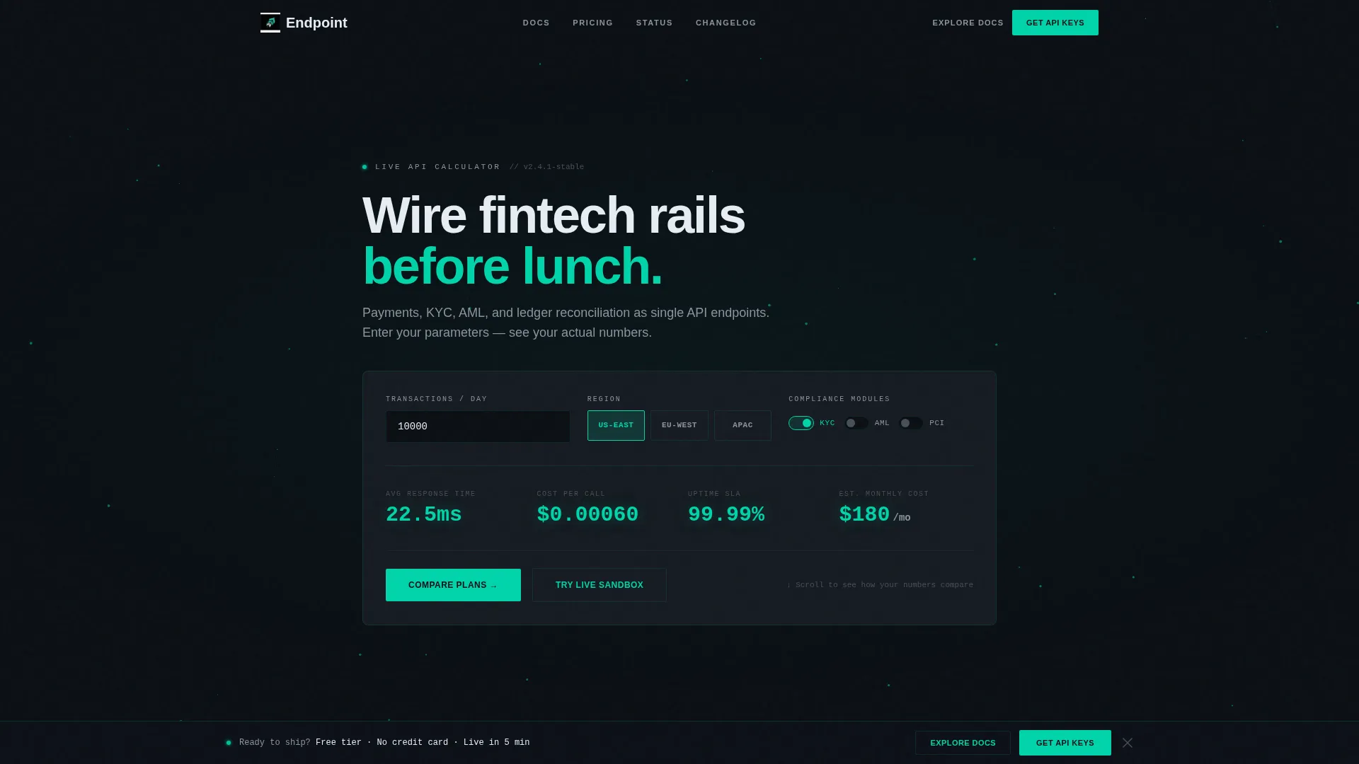 Fintech API Landing Page Template for Developers