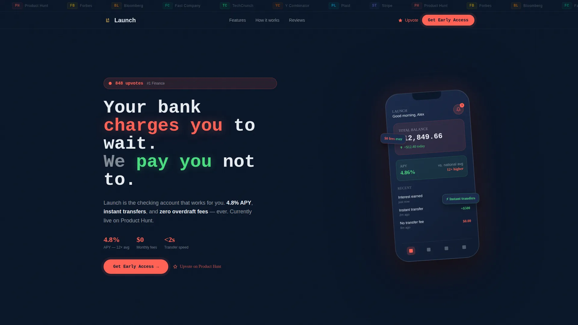 Fintech Product Hunt Launch Landing Page Template