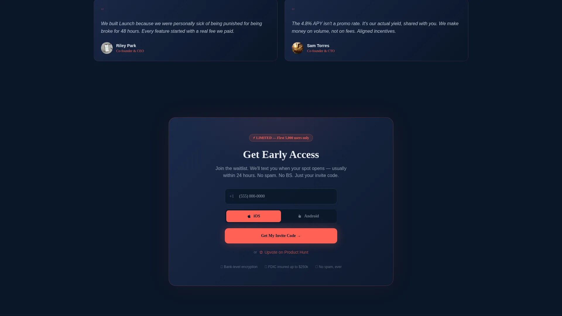 Fintech Product Hunt Launch Landing Page Template