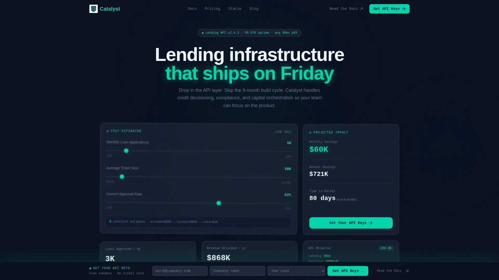 Fintech Landing Page Template for API Lending Startups
