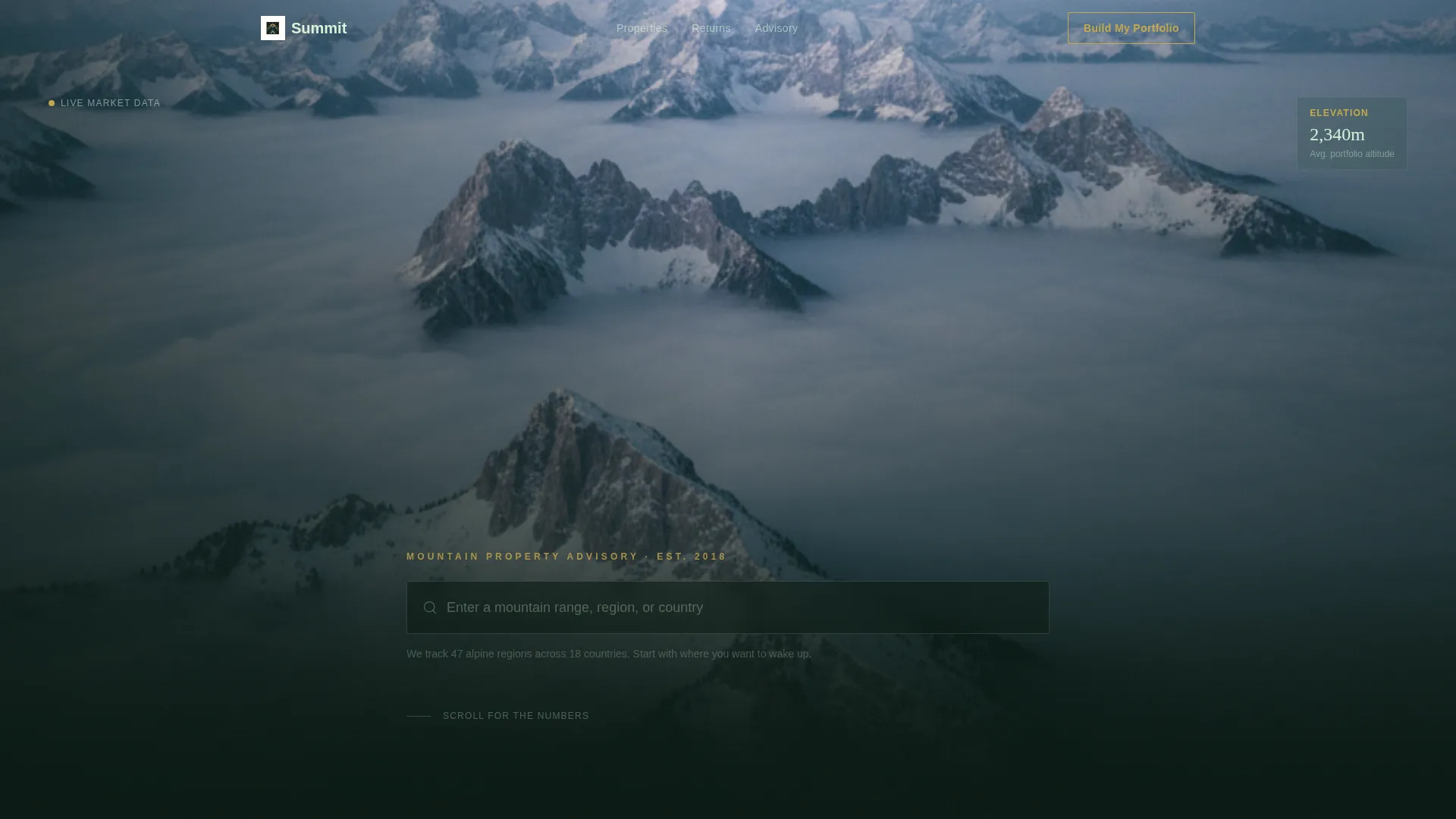 Mountain Property Investment Advisory Landing Page