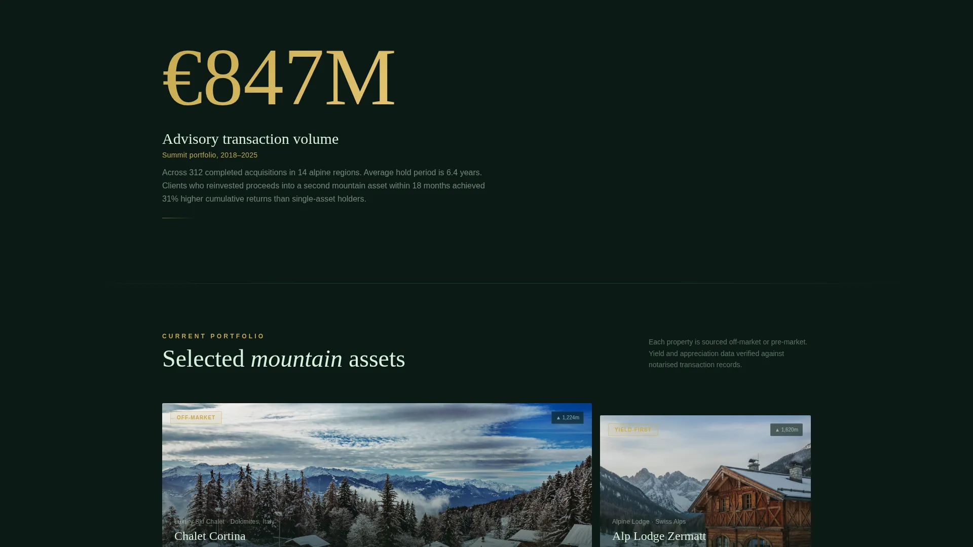 Mountain Property Investment Advisory Landing Page
