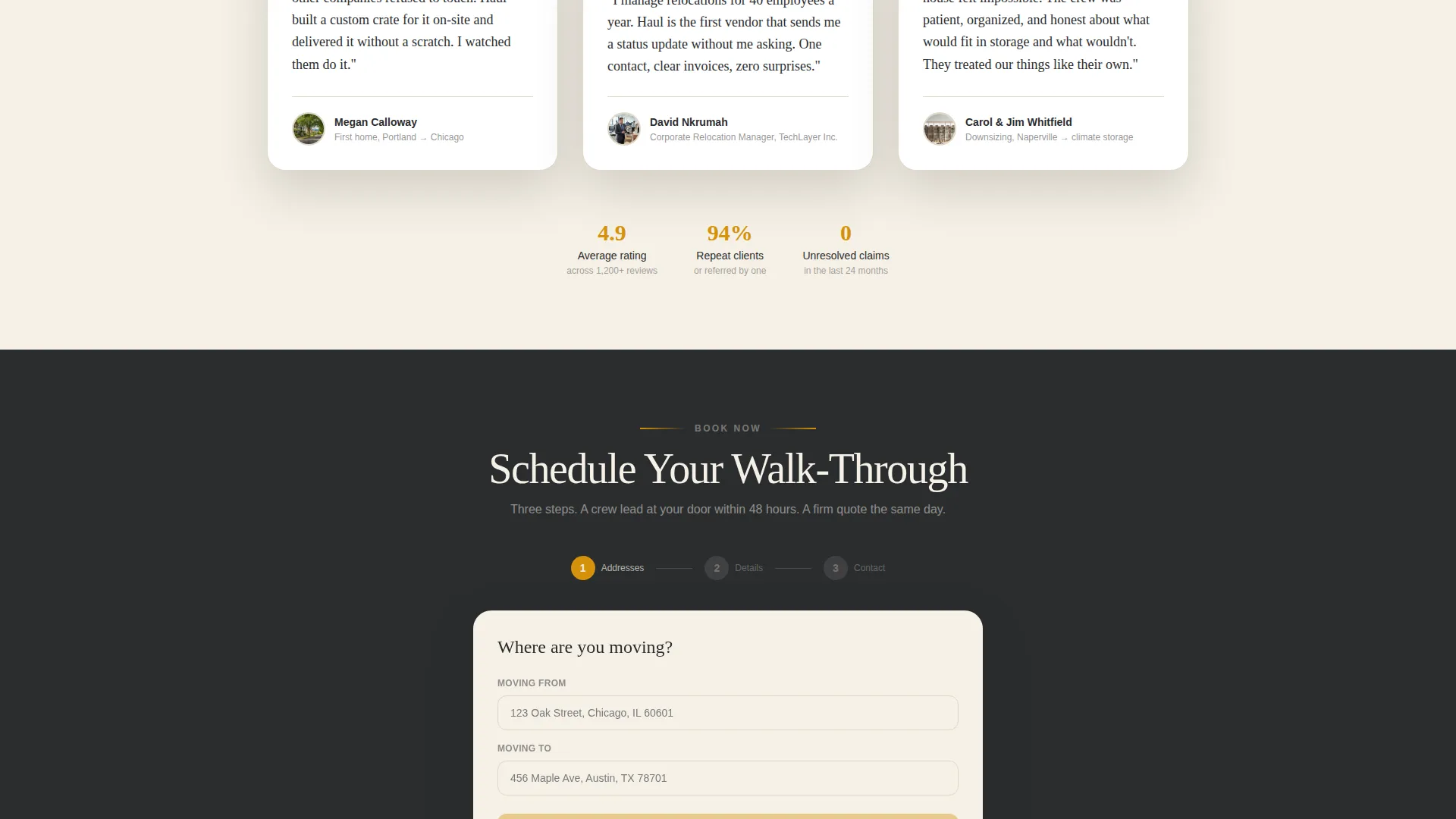 Moving & Storage Company Landing Page Template